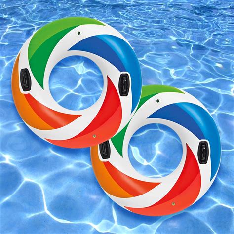 Intex Vinyl Colorwhirl Tube Pool Float Multicolor