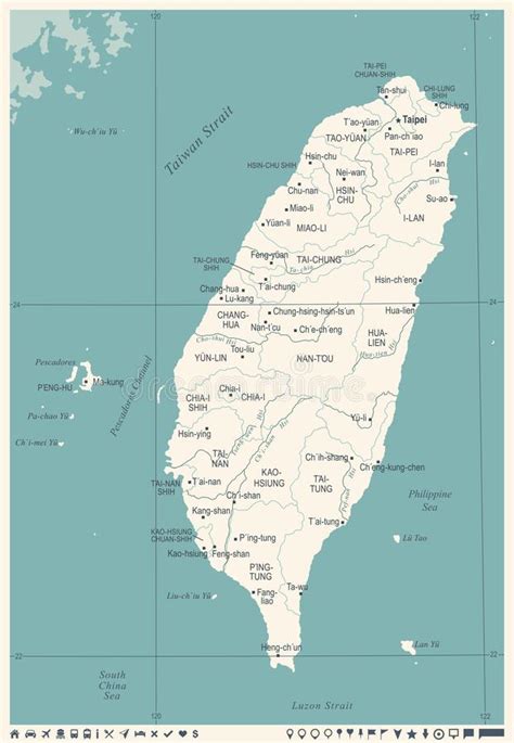 Mapa De Taiw N Ejemplo Detallado Del Vector Stock De Ilustraci N Ilustraci N De Asia Pista