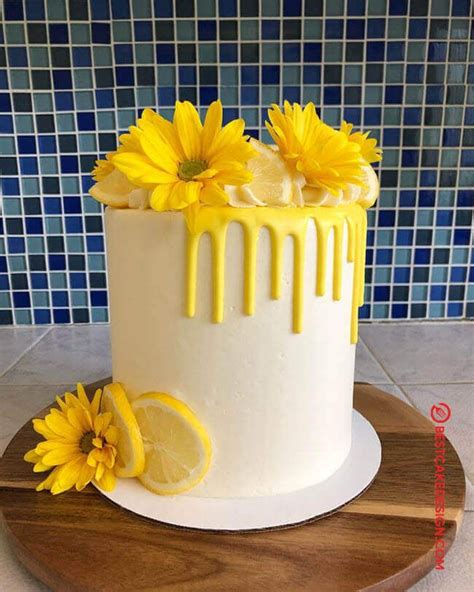 50 Lemon Cake Design Cake Idea October 2019 Lemon Birthday Cakes Sunflower Birthday Cakes