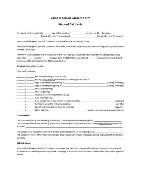 Sexual Consent Form 1 Free Templates In Pdf Word Excel Download