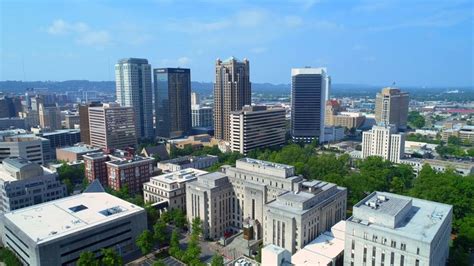 Aerial Establishing Shot Downtown Birmingham Alabama Usa 4k 24p Stock
