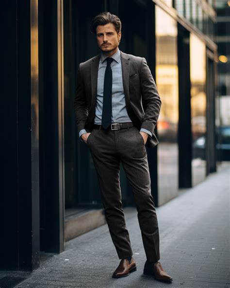Charcoal Gray Suit With Blue Shirt Hockerty