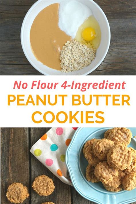 Insanely delicious, tender, perfectly sweet peanut butter cookies made with just 3 ingredients! Easy No-Flour Peanut Butter Oatmeal Cookies (4 Ingredients!) | Recipe | Healthy dessert recipes ...
