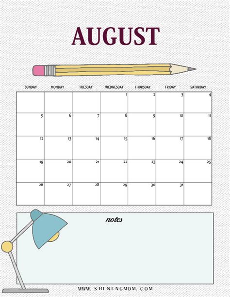 Free August Calendars Printables Get Yours