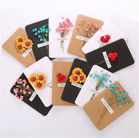 Handmade Dry Flower Cards Thanks Card Especially For Youdried Flowers