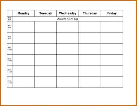 Weekly Calendar Template Monday To Friday Example Calendar Printable