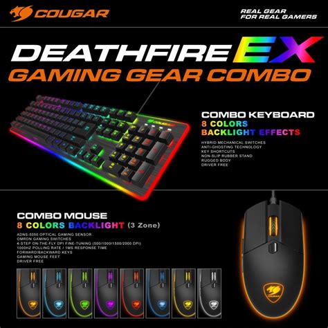 Cougar Deathfire Ex Combo Rgb Colour Backlight Gaming Keyboard And