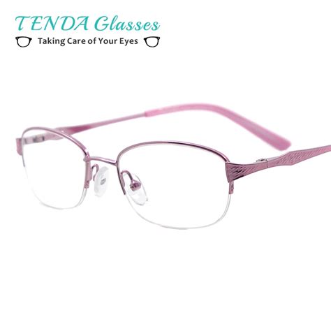 Women Eyeglasses Frame Half Rim Metal Oval Spectacles For Prescription Lenses Of Myopia Reading