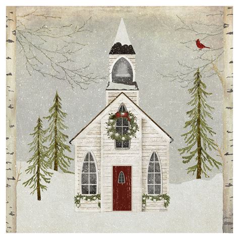 Snow Church By Beth Albert Canvas Art