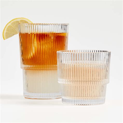Atwell Stackable Textured Ribbed Drink Glasses Crate And Barrel Canada