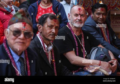 october 27 2022 nepali and spanish tourist attend the group celebration of bhaitika brothers