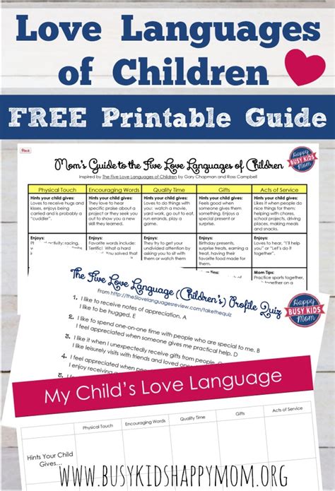 Five Love Languages Of Children Free Love Language Test For Kids