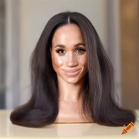 Long Haired Meghan Markle Styling Head