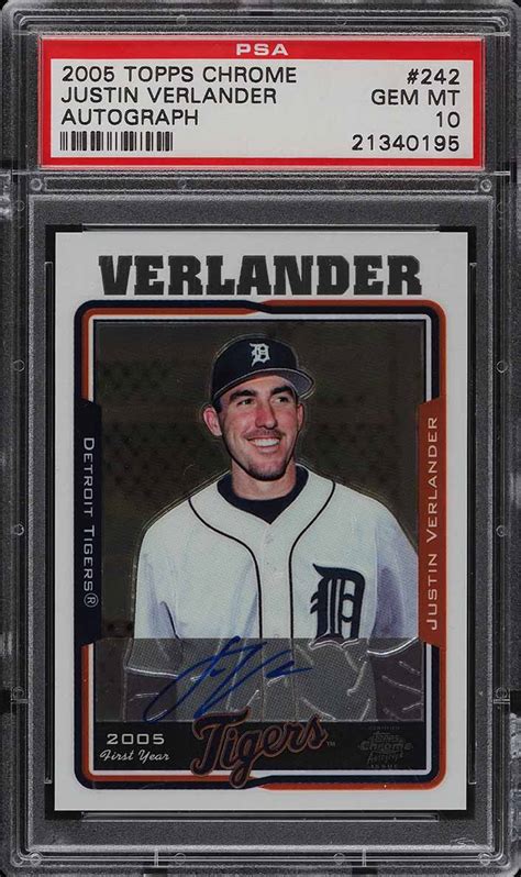 Maybe you would like to learn more about one of these? 2005 Topps Chrome Justin Verlander ROOKIE RC AUTO #242 PSA ...