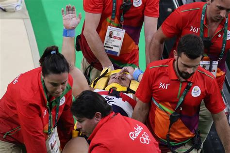 rio olympics 2016 moment french gymnast samir ait said breaks his leg while performing vault