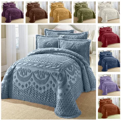 Find bedspreads in brilliant patters and dazzling colors that will make your room pop. GreenHome123 100-Percent Cotton Chenille Bedspread with Latticework Pattern in Twin Full Queen ...