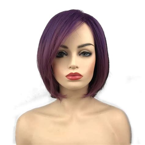 Strongbeauty Short Bob Wigs Purple Women Synthetic Wig Natural In