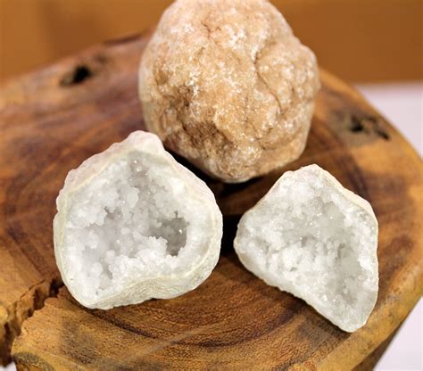 White Geode Rock Raw Crystal Cave Druzy Stone Split Geode Whole