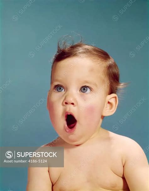 1960s Baby Portrait Mouth Wide Open Shocked Facial Expression Superstock