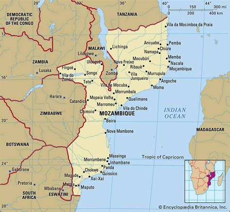 Map Of Mozambique And Geographical Facts World Atlas