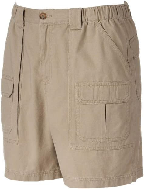 Croft And Barrow Mens Side Elastic Cargo Shorts Sculpted Stone 42