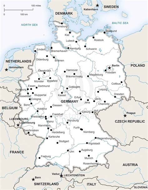 Germania, germania nutome, germanija, germanio, germanja, germanujo, germany, germuanii, germània, girimane, girmania, gjermani. Vector Map of Germany Political | One Stop Map