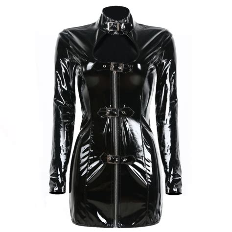 Faux Black Sexy Newest Black Zipper Sexy Pvc Leather Catsuit Bodysuit