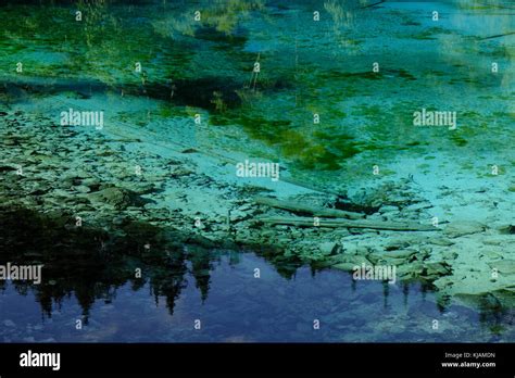 Colors Of The Five Color Pond In Jiuzhaigou Valley Stock Photo Alamy