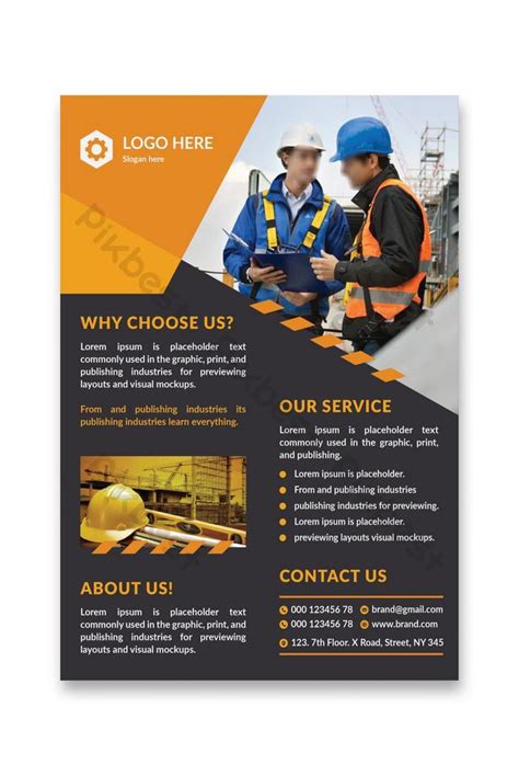 Construction Business Flyer Design Template Print Ready File Ai Free