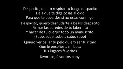 Despacito Lyrics Luis Fonsi Ft Daddy Yankee Youtube