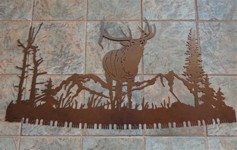 Elk Crosscut Saw Wall Art Plasma Cut Metal 45 W X Etsy