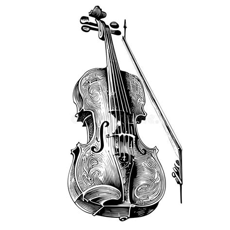 Vintage Violin Sketch Hand Drawn Engraved Style Stock Vector