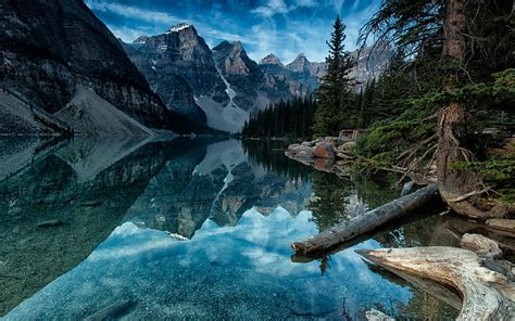 Hd Wallpaper Landscape Mountains Forest Lagoon Water Reflection