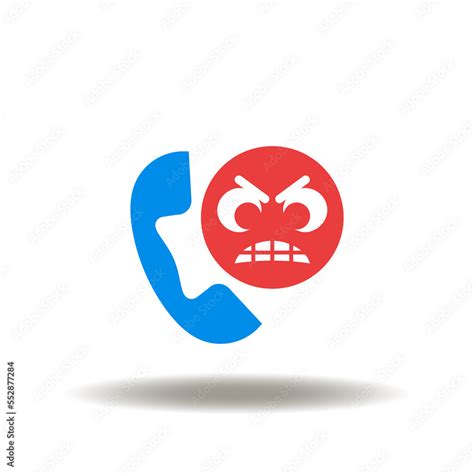 Vector Illustration Of Handset With Angry Face Icon Of Complaints Symbol Of Complain Sign Of