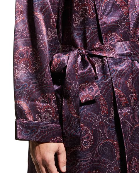 Majestic International Mens Silk Paisley Shawl Robe Neiman Marcus