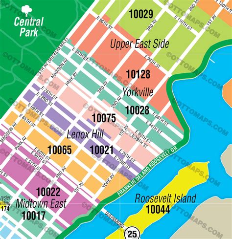 Manhattan Zip Code Map Zip Codes Colorized Otto Maps