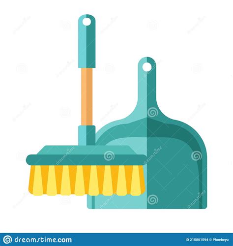 Illustration Of Dustpan And Broom With An Emoji With Funny Characters