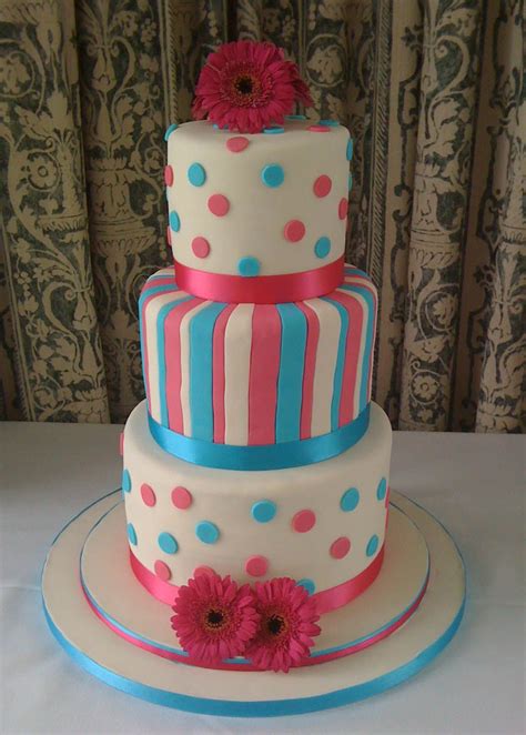 Image Detail For Wedding Cake Cerise Turquoise Gerbera Wedding