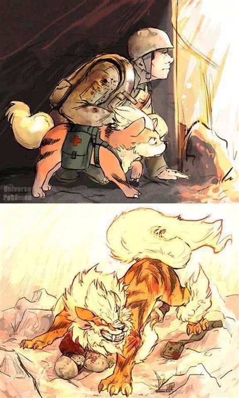 Arcanine Evolved To Protect His Soldier Who Got Shot Pokemon