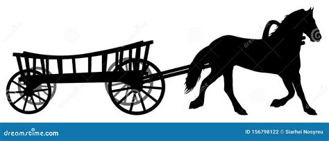 Horse With A Cart Wagon With A Steed Stock Vector Illustration Of