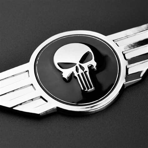 3d Punisher Skull Chrome Car Trunk Emblem Metal Badge Sticker Replace