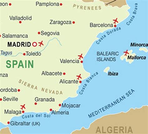 Map Of The Coast Of Spain World Map