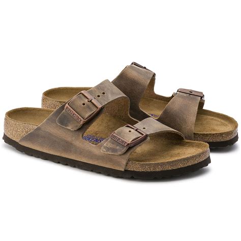 Birkenstock Arizona Oiled Nubuck Leather Soft Footbed Sandals - Tobacco ...