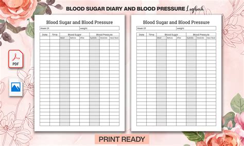 Blood Sugar Diary And Blood Pressure Log Graphic By Mehedi Hasan Creative Fabrica
