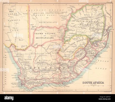 Südafrika Cape Colony Bechuanaland Bartholomew 1888 Alte Antike Landkarte Stockfotografie Alamy