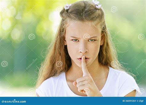 Teenage Girl Raised Index Finger Stock Image Image 26591351