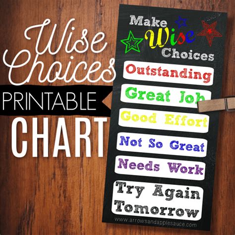 Wise Choices Discipline Chart Printable - Arrows & Applesauce