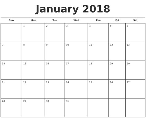 Image Result For 2017 And 2018 Monthly Calendar Printable Blank