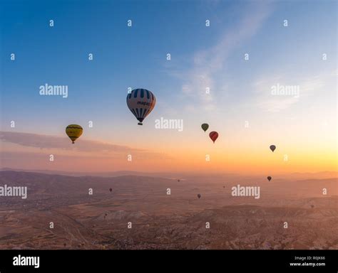 Stunning Sunrise View Hot Air Balloon Cappadocia Turkey Stock Photo