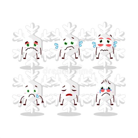 Snowflakes Cartoon In Character With Sad Expression Stock Vector